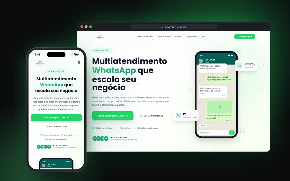 Site do Altar Chat no computador e no celular
